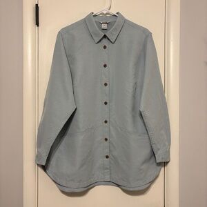 Duluth Trading Co Women's Plus Heirloom Gardening Button-Front Shirt Top 1X Blue